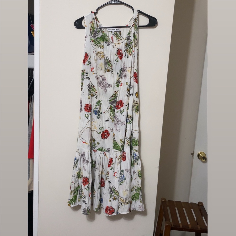 Ines de la fressange Floral dress with Red, green, blue, purple designs.